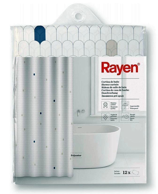CORTINA BAÑO RAYEN POLIESTER BLANCA 2348