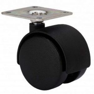 RUEDA GIRATORIA  PLASTICO CON PLACA 50 MM.